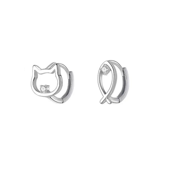 Women's S925 Sterling Silver Catfish Animal Earrings Light Luxury Niche Design Fine Crafted Ear Buckle
