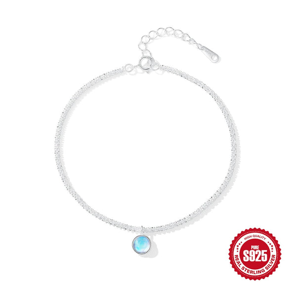 Women's S925 Sterling Silver Cauliflower Chain Bracelet With Gypsophila And Moonlight Gemstone Geometric Design And Real Gold Plating