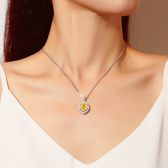 Women's S925 Sterling Silver Chopin Chain Necklace With Diamond Design