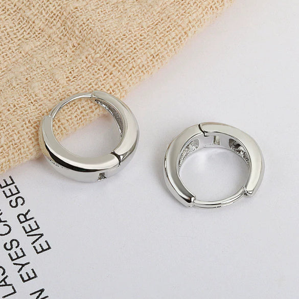 Women's S925 Sterling Silver Circle Earrings Simple Minimalist Hoop Style Earrings