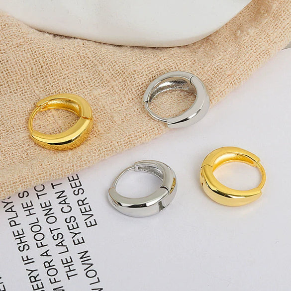 Women's S925 Sterling Silver Circle Earrings Simple Minimalist Hoop Style Earrings