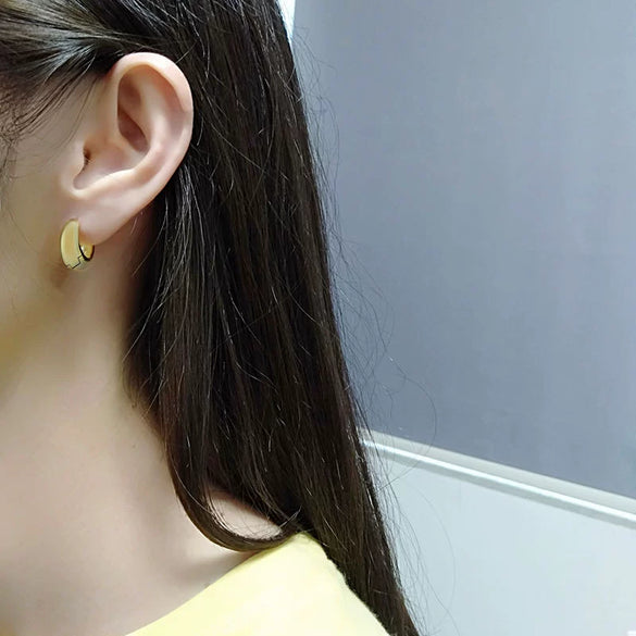 Women's S925 Sterling Silver Circle Earrings Simple Minimalist Hoop Style Earrings