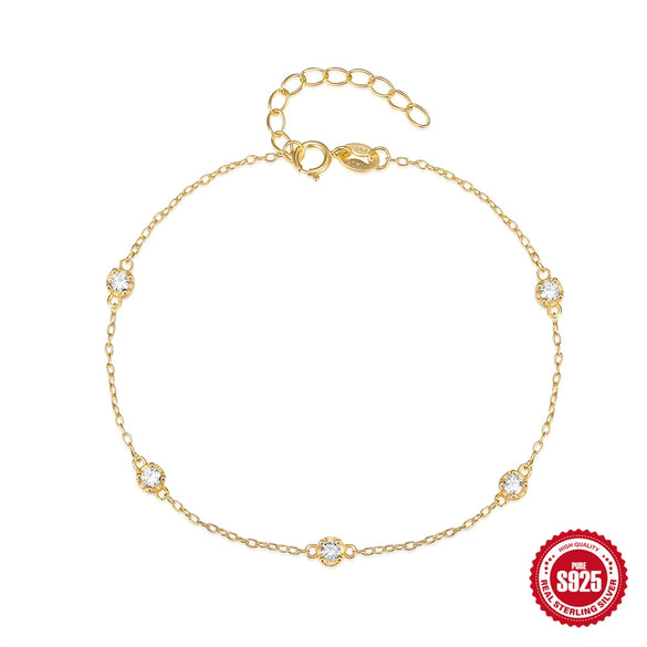 Women's S925 Sterling Silver Classic Simple Diamond Bracelet With Geometric Design Accessories