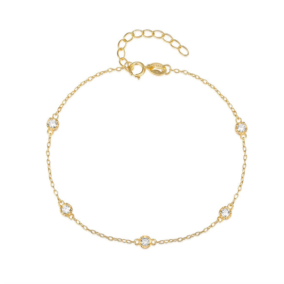 Women's S925 Sterling Silver Classic Simple Diamond Bracelet With Geometric Design Accessories