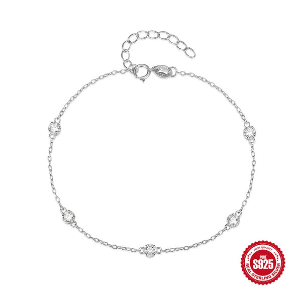 Women's S925 Sterling Silver Classic Simple Diamond Bracelet With Geometric Design Accessories