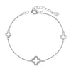 Women's S925 Sterling Silver Clover Shape Zircon Inlaid Flower Leaves Pattern Electroplated Bracelet Jewelry