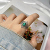 Women's S925 Sterling Silver Colored Gemstone Ring Set With Gemstones Natural Gemstone Moonstone Topaz Tiger Eye Blue Crystal Exotic Geometric