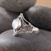 Women's S925 Sterling Silver Colored Gemstone Ring Set With Gemstones Natural Gemstone Moonstone Topaz Tiger Eye Blue Crystal Exotic Geometric