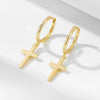 Women's S925 Sterling Silver Cross Hiphop Punk Style Electroplated Earrings