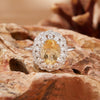 Women's S925 Sterling Silver Crystal Flower Ring Light Luxury Style Natural Topaz Citrine Amethyst Jewelry