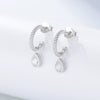 Women's S925 Sterling Silver Cshaped Dropshaped Zircon Earrings