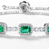 Women's S925 Sterling Silver Cultivated Emerald Diamondencrusted Retro Geometric Bracelet
