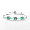 Women's S925 Sterling Silver Cultivated Emerald Diamondencrusted Retro Geometric Bracelet