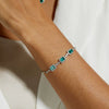 Women's S925 Sterling Silver Cultivated Emerald Diamondencrusted Retro Geometric Bracelet