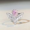 Women's S925 Sterling Silver Cute Simple Pink Heart Ring With Ice Flower Cut Zircon And Diamond Design