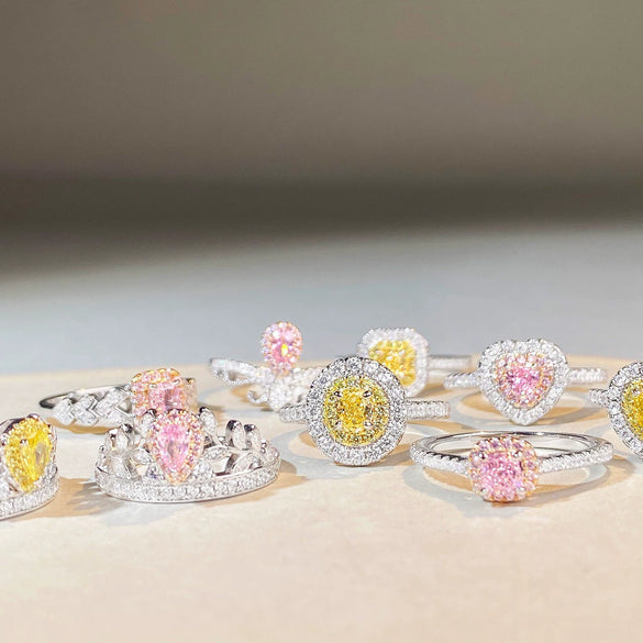 Women's S925 Sterling Silver Cute Simple Pink Heart Ring With Ice Flower Cut Zircon And Diamond Design