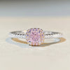 Women's S925 Sterling Silver Cute Simple Pink Heart Ring With Ice Flower Cut Zircon And Diamond Design