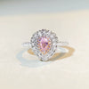 Women's S925 Sterling Silver Cute Simple Pink Heart Ring With Ice Flower Cut Zircon And Diamond Design