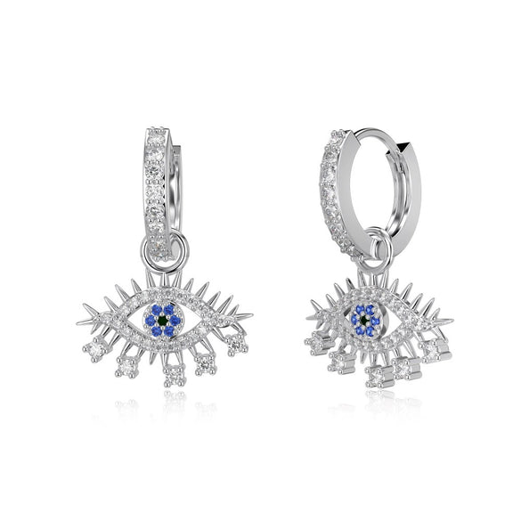 Women's S925 Sterling Silver Devil's Eye Zircon Jewelry Set With Electroplating And Geometric Style