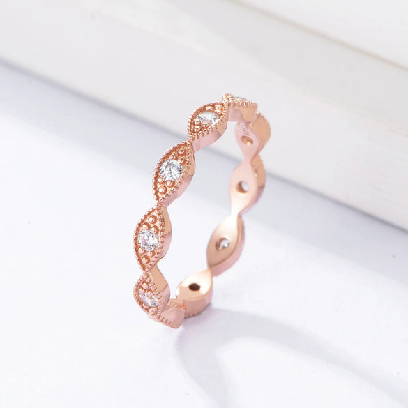 Women's S925 Sterling Silver Diamond Pattern Devil's Eye Zircon Ring Geometric Style
