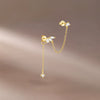 Women's S925 Sterling Silver Double Tassel Long Zircon Electroplated Geometric Earrings