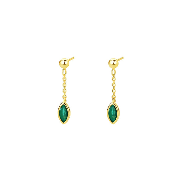 Women's S925 Sterling Silver Drop Shape Colorful Zircon Tassel Light Luxury Simple Earrings