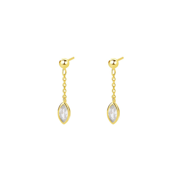 Women's S925 Sterling Silver Drop Shape Colorful Zircon Tassel Light Luxury Simple Earrings