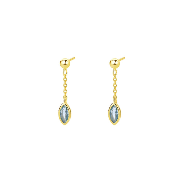 Women's S925 Sterling Silver Drop Shape Colorful Zircon Tassel Light Luxury Simple Earrings
