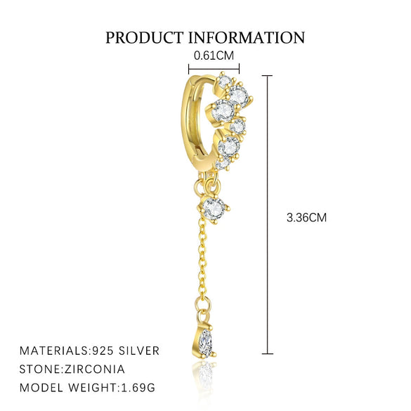 Women's S925 Sterling Silver Drop Shape Tassel Diamond Earrings