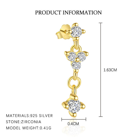 Women's S925 Sterling Silver Drop Shape Tassel Diamond Earrings
