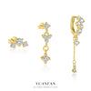 Women's S925 Sterling Silver Drop Shape Tassel Diamond Earrings