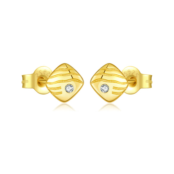 Women's S925 Sterling Silver Earrings With Animal Style And Electroplated Platinum And 18K Gold