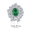Women's S925 Sterling Silver Eggshaped Emeraldcut Zircon And High Carbon Diamond Ring With Geometric Style