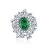 Women's S925 Sterling Silver Eggshaped Emeraldcut Zircon And High Carbon Diamond Ring With Geometric Style