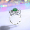 Women's S925 Sterling Silver Eggshaped Emeraldcut Zircon And High Carbon Diamond Ring With Geometric Style
