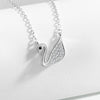 Women's S925 Sterling Silver Electroplated Geometric Swan Pendant Necklace Elegant Fashion Clavicle Chain