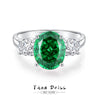 Women's S925 Sterling Silver Emerald Ring With High Carbon Diamond Geometric Style Raydean Cut Ice Flower Cut Pigeon Egg Zircon