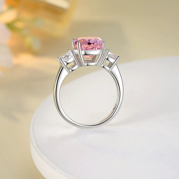Women's S925 Sterling Silver Emerald Ring With High Carbon Diamond Geometric Style Raydean Cut Ice Flower Cut Pigeon Egg Zircon