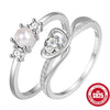 Women's S925 Sterling Silver Fashionable Lovely Pearl Zircon Ring With Geometric Design And Inlaid Zircon Treatment