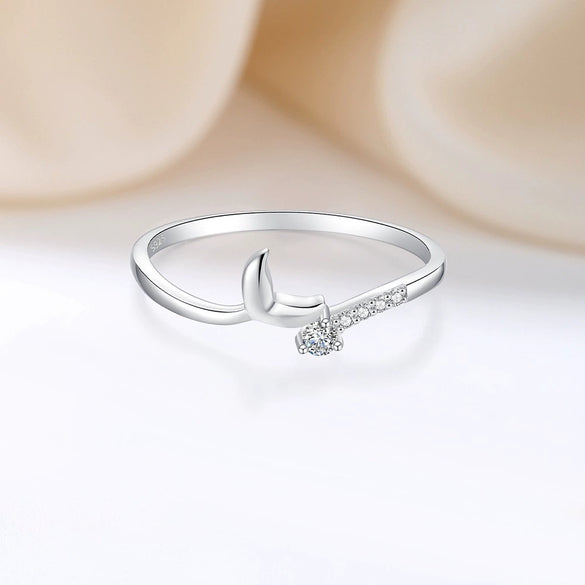 Women's S925 Sterling Silver Fishtail Stacked Simple Fashionable Finger Ring With Electroplating