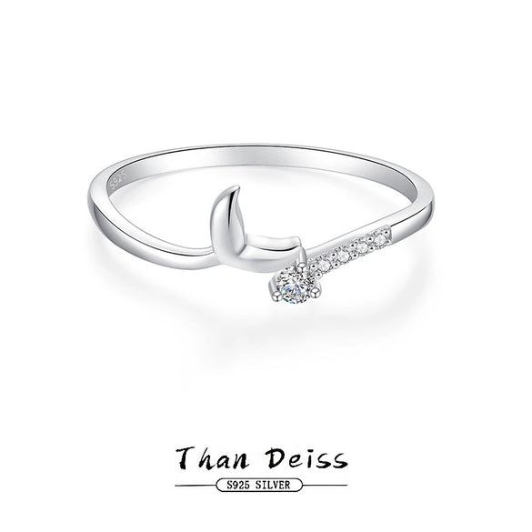 Women's S925 Sterling Silver Fishtail Stacked Simple Fashionable Finger Ring With Electroplating
