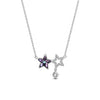 Women's S925 Sterling Silver Fivepointed Star Necklace With Austrian Crystal And Cross Chain