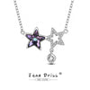 Women's S925 Sterling Silver Fivepointed Star Necklace With Austrian Crystal And Cross Chain