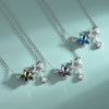 Women's S925 Sterling Silver Fivepointed Star Necklace With Austrian Crystal And Cross Chain