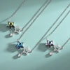 Women's S925 Sterling Silver Fivepointed Star Necklace With Austrian Crystal And Cross Chain