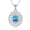Women's S925 Sterling Silver Floral Oval Diamond Inlaid Light Luxury Geometric Necklace With Cross Chain