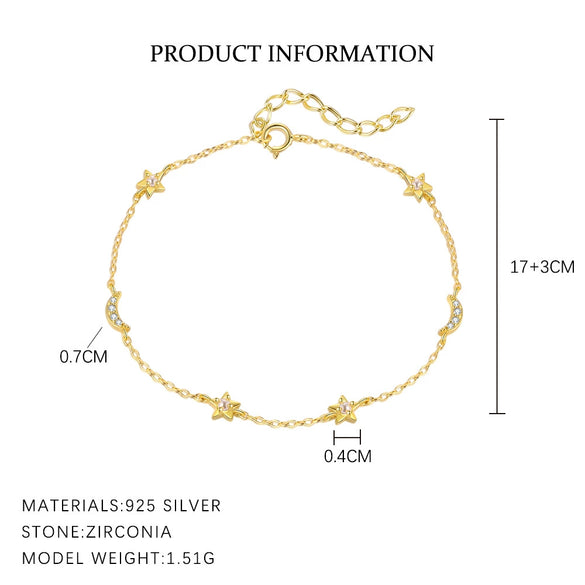Women's S925 Sterling Silver Flower And Fivepointed Star Zirconia Bracelet Light Luxury Simple Trendy