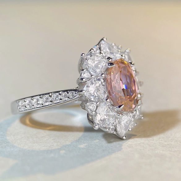 Women's S925 Sterling Silver Flower Pattern Electroplated Ring