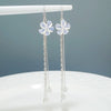 Women's S925 Sterling Silver Flower Tassel Threader Earrings Elegant Floral Ear Line Drop Earrings