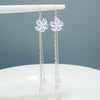 Women's S925 Sterling Silver Flower Tassel Threader Earrings Elegant Floral Ear Line Drop Earrings